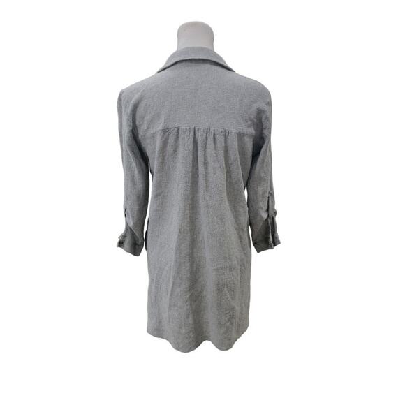 ZARA Gray Linen Tunic Top Button Down Long Sleeve Shirt Lagenlook Boho - Picture 5 of 10